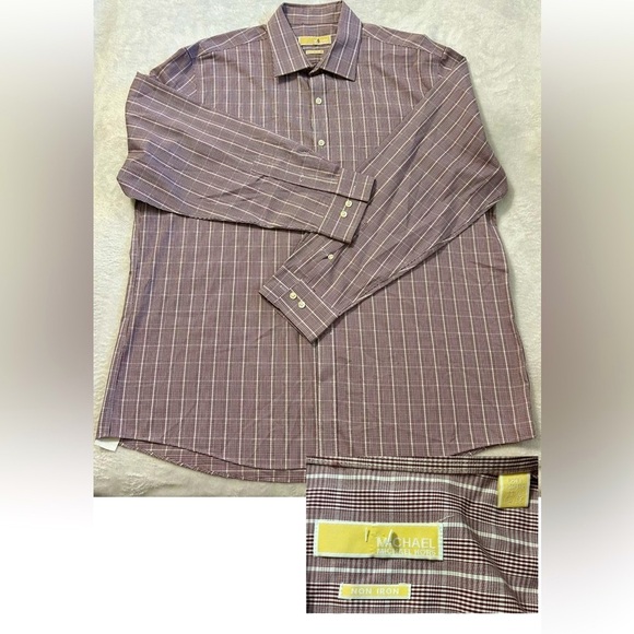 Michael Kors Other - Michael Kors Men's Plaid Button Down Shirt - Burgandy and White